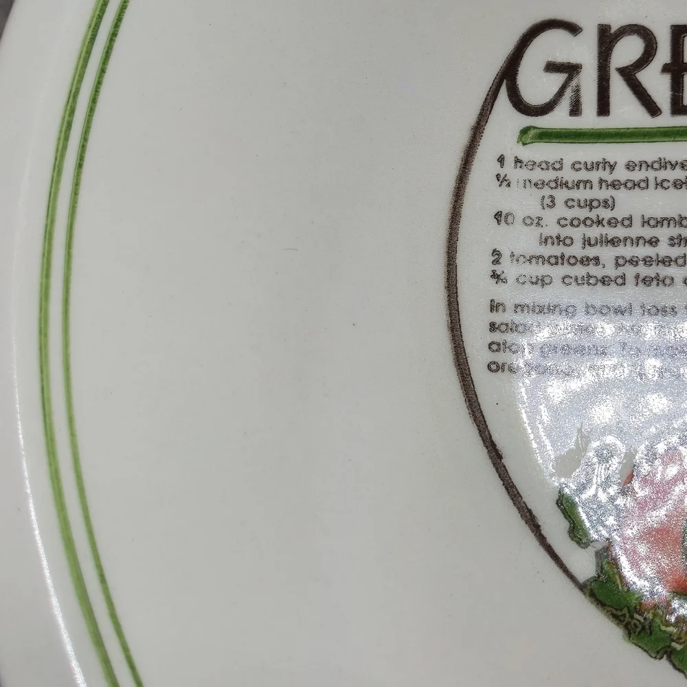 Vintage Greek Salad Recipe Bowl Large Serving Dish Retro Kitsch Grandmillennial - Picture 5 of 7